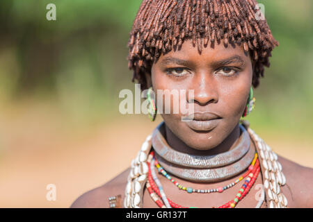 Ritratto di Hamer tribe, Turmi, Valle dell'Omo - Etiopia Foto Stock