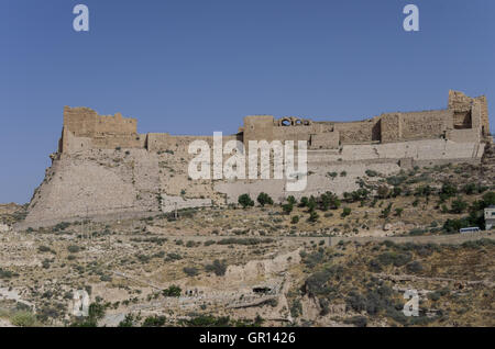 Vista del castello crociato Kerak (Al karak) in Giordania Foto Stock