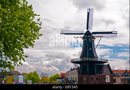 De Adriaan mulino di Haarlem, Olanda, Paesi Bassi Foto Stock