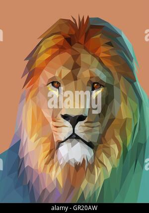 Ritratto di Lion. Bassa poli design. Eps vettoriali10 Illustrazione Vettoriale