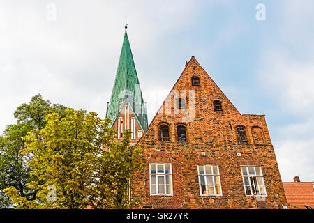 Lüneburg in der Vogelpersektive; panoramica di Lueneburg Foto Stock