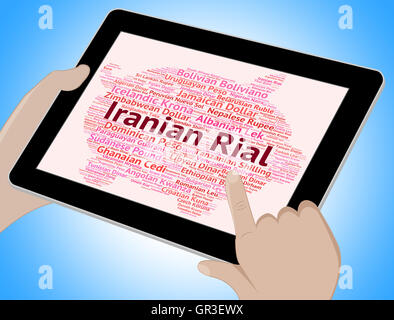 Rial iraniano che indica il cambio valuta e Forex Foto Stock