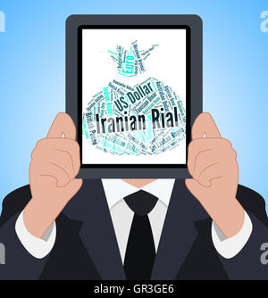 Rial iraniano indicando Forex Trading e conio Foto Stock