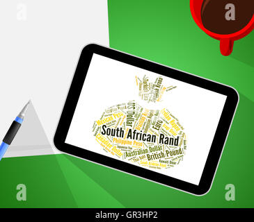Rand Sudafricano che mostra cambio valuta e parole Foto Stock