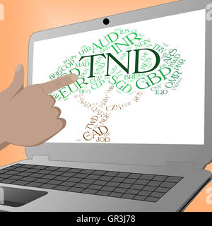 Tnd indicando valuta Dinaro Tunisino e il broker Foto Stock