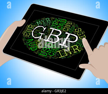 Valuta Gbp indicando Great British Pound e Forex Trading Foto Stock