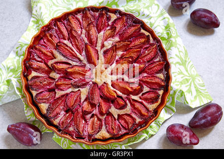 Low Carb dessert. Torta di prugne con pasta di mandorle Foto Stock