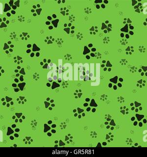 Zampe degli animali. Dimensioni casuali impronte. Modello senza giunture. Illustrazione Vettoriale. Verde Illustrazione Vettoriale