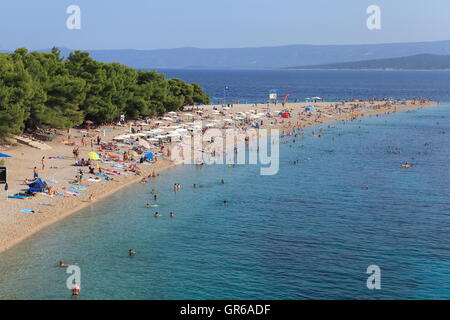 Spiaggia, Golden Horn, Bol, Isola di Brac, Dalmazia, Croazia, Europa Foto Stock