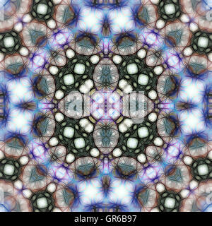 Digital collage astratto e tecnica di manipolazione. Abstract pattern seamless mosaico nei toni del blu. Foto Stock