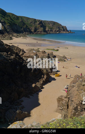 Una vista pittoresca del Plemont Beach,Jersey,Isole del Canale Foto Stock