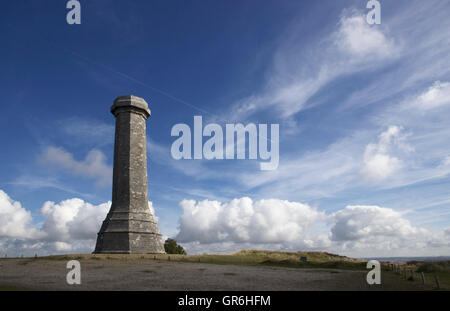 La Hardy Monument in nero fino nei pressi del villaggio di Portesham in Dorset, in memoria del vice ammiraglio sir Thomas Masterman Hardy, Foto Stock