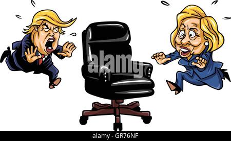 Il repubblicano Donald Trump versus Democrat Hillary Clinton in esecuzione per poltrona presidenziale Illustrazione Vettoriale