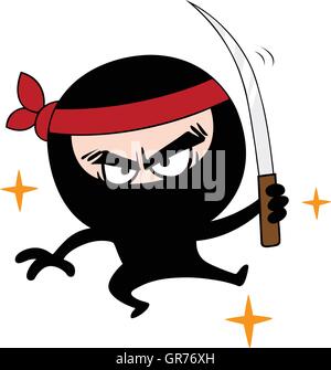 Il ninja Cartoon character design Vector Illustrazione Vettoriale