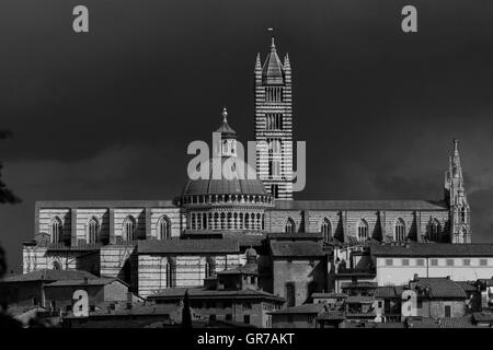 Siena, Cattedrale Cattedrale di Santa Maria Assunta con la Città Vecchia, Toscana, Italia Foto Stock