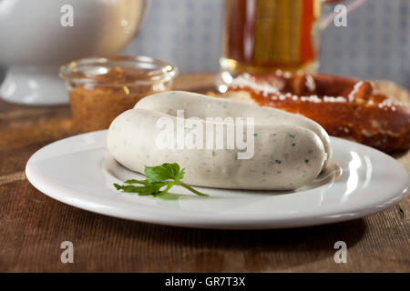 Bianco salsicce bavaresi Foto Stock