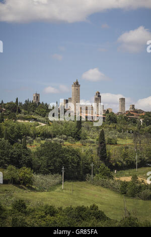 San Gimignano, città delle belle torri, Toscana, Italia Foto Stock