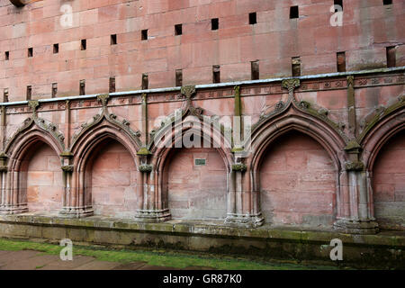 La Scozia, il chiostro Melrose, Melrose Abbey, costruisce circa 1136 Foto Stock