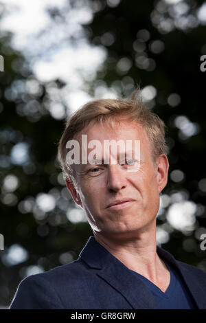 Peter Terrin, il romanziere belga e breve storia scrittore, all'Edinburgh International Book Festival. Edimburgo, Scozia. 27 Agosto 2016 Foto Stock