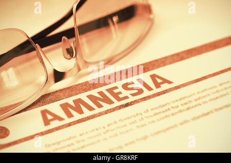 Diagnosi - Amnesia. Concetto medico. 3D'illustrazione. Foto Stock