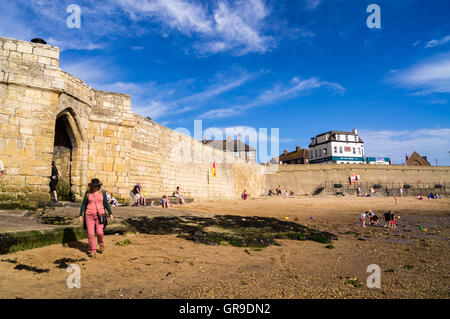 Pesce Sands Beach, la Capezzagna, Hartlepool, County Durham, Inghilterra Foto Stock