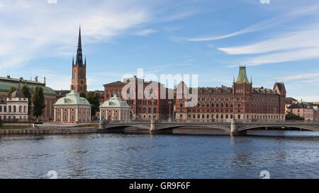 Stoccolma, Svezia - Settembre 6, 2016 : Vista di Riddarholmen Stoccolma isola, la città vecchia e il Ponte di Vasa durante il giorno. Foto Stock