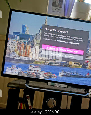 Licenza di televisione ora necessari per guardare i programmi sulla BBC ho-Player, Londra Foto Stock