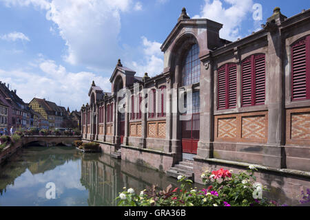 Halle du Marche Couvert, Rue Des Tanneurs, Colmar, Alsazia, Francia, Europa Foto Stock