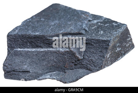 Le riprese in modalità macro di roccia sedimentaria esemplari - minerale di argillite isolati su sfondo bianco Foto Stock