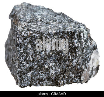 Le riprese in modalità macro di rocce metamorfiche esemplari - pietra Amphibolite isolati su sfondo bianco Foto Stock