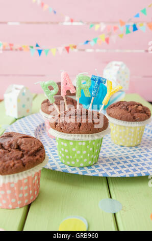 Poco muffin al cioccolato Foto Stock