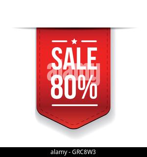 Vendita 80% off banner Ribon rosso Illustrazione Vettoriale