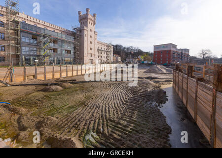 Costruzione sul sito di Havel in Potsdam Foto Stock