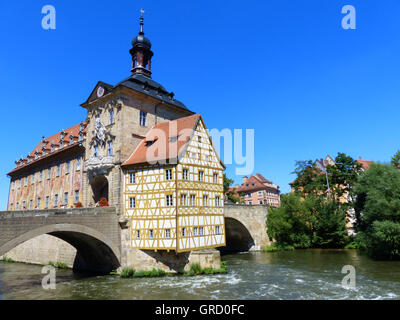 Il vecchio municipio, Bamberg, Riverside, Franconia, Baviera, Germania, Europa Foto Stock