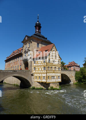 Il vecchio municipio, Bamberg, Riverside, Franconia, Baviera, Germania, Europa Foto Stock