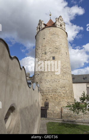 Grande Torre presso il castello di Bernburg Sassonia-Anhalt Foto Stock