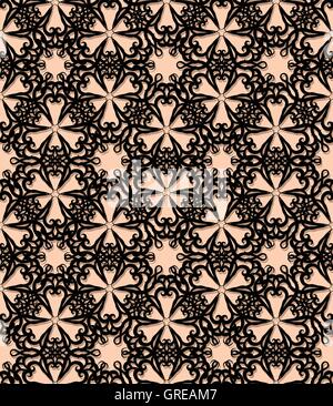 Nero senza giunture motivo decorativo su sfondo beige Illustrazione Vettoriale
