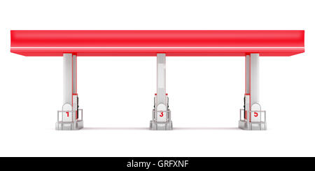 Moderna stazione di gas isolata su sfondo bianco Foto Stock