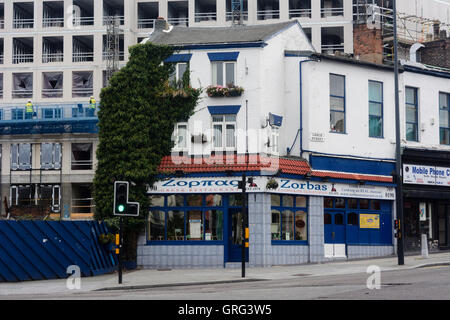 Ristorante greco sul fondo di Leece Street, Liverpool. Foto Stock