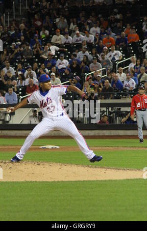 New York, New York, Stati Uniti d'America. 7 Sep, 2016. JEURYS FAMILIA 27 DELLA NEW YORK METS IN AZIONE AGAINSIT I CITTADINI DI WASHINGTON al Citi Field su 9/4/2016 nel lavaggio QUEENS NY FOTO DI MITCHELL LEVY © Mitchell Levy/Globe foto/ZUMA filo/Alamy Live News Foto Stock