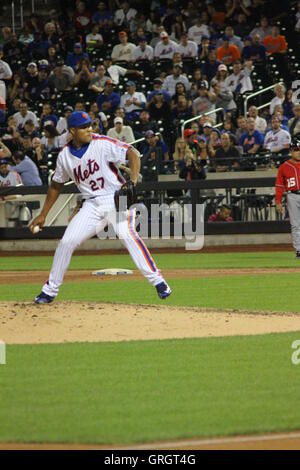 New York, New York, Stati Uniti d'America. 7 Sep, 2016. JEURYS FAMILIA 27 del METS IN AZIONE AGAINIST I CITTADINI DI WASHINGTON al Citi Field su 9/4/2016 nel lavaggio QUEENS NY FOTO DI MITCHELL LEVY © Mitchell Levy/Globe foto/ZUMA filo/Alamy Live News Foto Stock