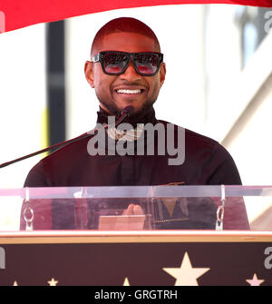 Hollywood, California, USA. 7 Sep, 2016. Usher arriva per la stella la cerimonia di Usher. Credito: Lisa O'Connor/ZUMA filo/Alamy Live News Foto Stock