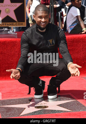 Hollywood, California, USA. 7 Sep, 2016. Usher arriva per la stella la cerimonia di Usher. Credito: Lisa O'Connor/ZUMA filo/Alamy Live News Foto Stock