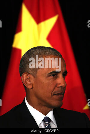 Hangzhou, Zhejiang, Cina. 5 Sep, 2016. Stati Uniti Il presidente Barack Obama tiene una conferenza stampa con i media stranieri alla chiusura del Vertice G20 di Hangzhou, la capitale della provincia di Zhejiang, il 5 settembre 2016. © Stephen rasoio/ZUMA filo/Alamy Live News Foto Stock