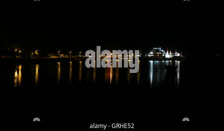 Traghetto calmac mv coruisk ancorato in Craignure di notte la Scozia settembre 2016 Foto Stock