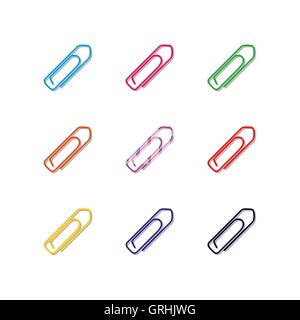 Insieme multicolore di fermagli per carta, illustrazione vettoriale. Illustrazione Vettoriale