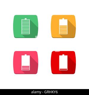 Icone della batteria, illustrazione vettoriale. Illustrazione Vettoriale