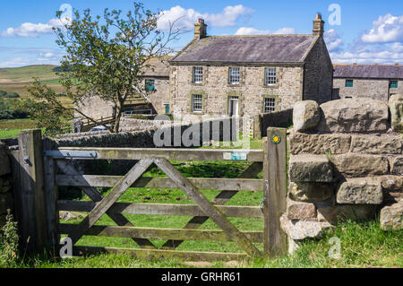 Banca calda fattoria sul vallo di Adriano vicino una volta prodotta, Cumbria, Inghilterra Foto Stock