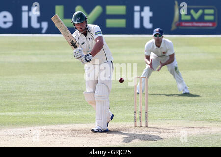 Joe Leach del Worcestershire in azione di ovatta - Essex CCC vs Worcestershire CCC - amichevole partita di cricket a Ford County Ground, Chelmsford Essex - 29/03/12 Foto Stock