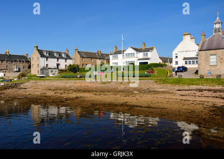 Findhorn villaggio sulla costa di Moray, Grampian, Scozia Foto Stock